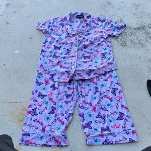 Room Service Women’s Butterfly Print Pajamas - Purple Size XS/ECH